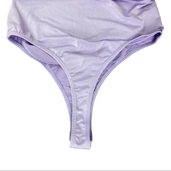 Fashion Nova | Lilac Purple Cut Out Body Suit Long Sleeve Thong back - Picture 12 of 16